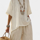 Θάλεια – Μίνιμαλ Daisy Σετ με Oversized Μπλούζα και Φαρδιά Παντελόνια