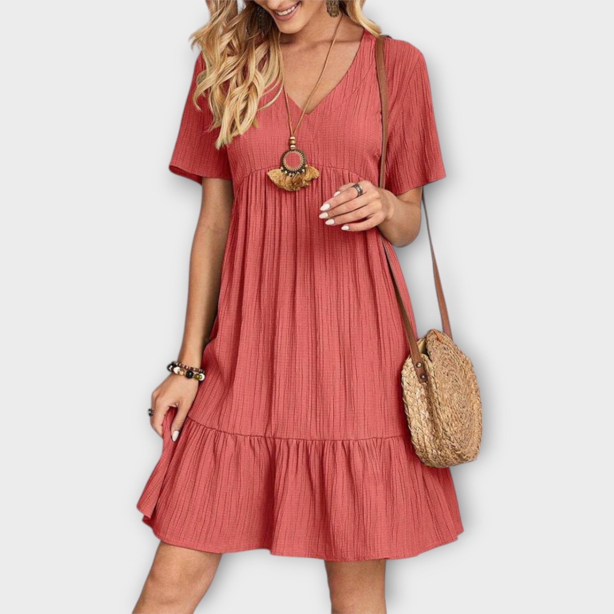 Ελισάβετ – Καλοκαιρινό Φόρεμα Boho με Ρομαντικές Πιέτες