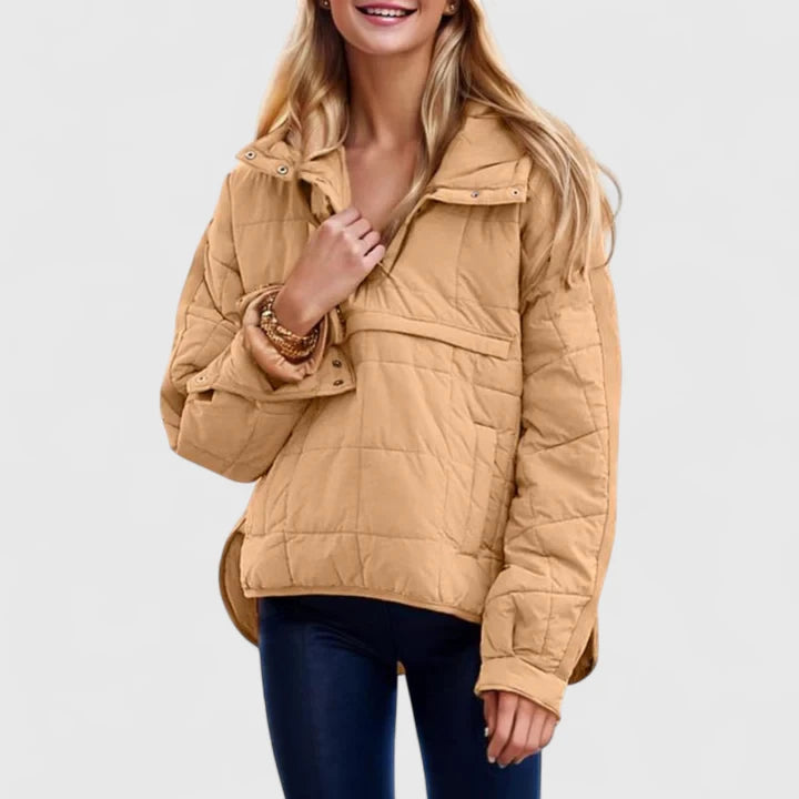 Θεοδώρα – Αδιάβροχο Oversized Μπουφάν με Κουκούλα και Κομψές Γραμμές