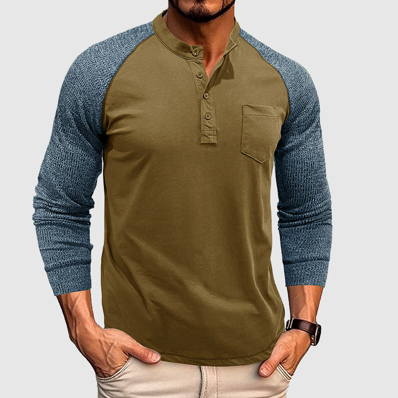Λεωνίδας – Πουκάμισο Henley με Διπλή Απόχρωση και Κομψή Υφή
