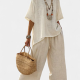Θάλεια – Μίνιμαλ Daisy Σετ με Oversized Μπλούζα και Φαρδιά Παντελόνια